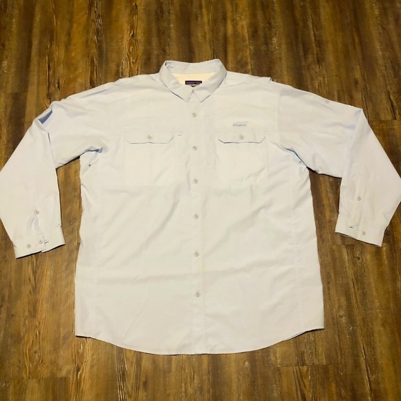 Patagonia Shirt Men's XXL Sol Patrol II Blue Button Up Vent Fly Fishing Outdoor - Picture 1 of 7
